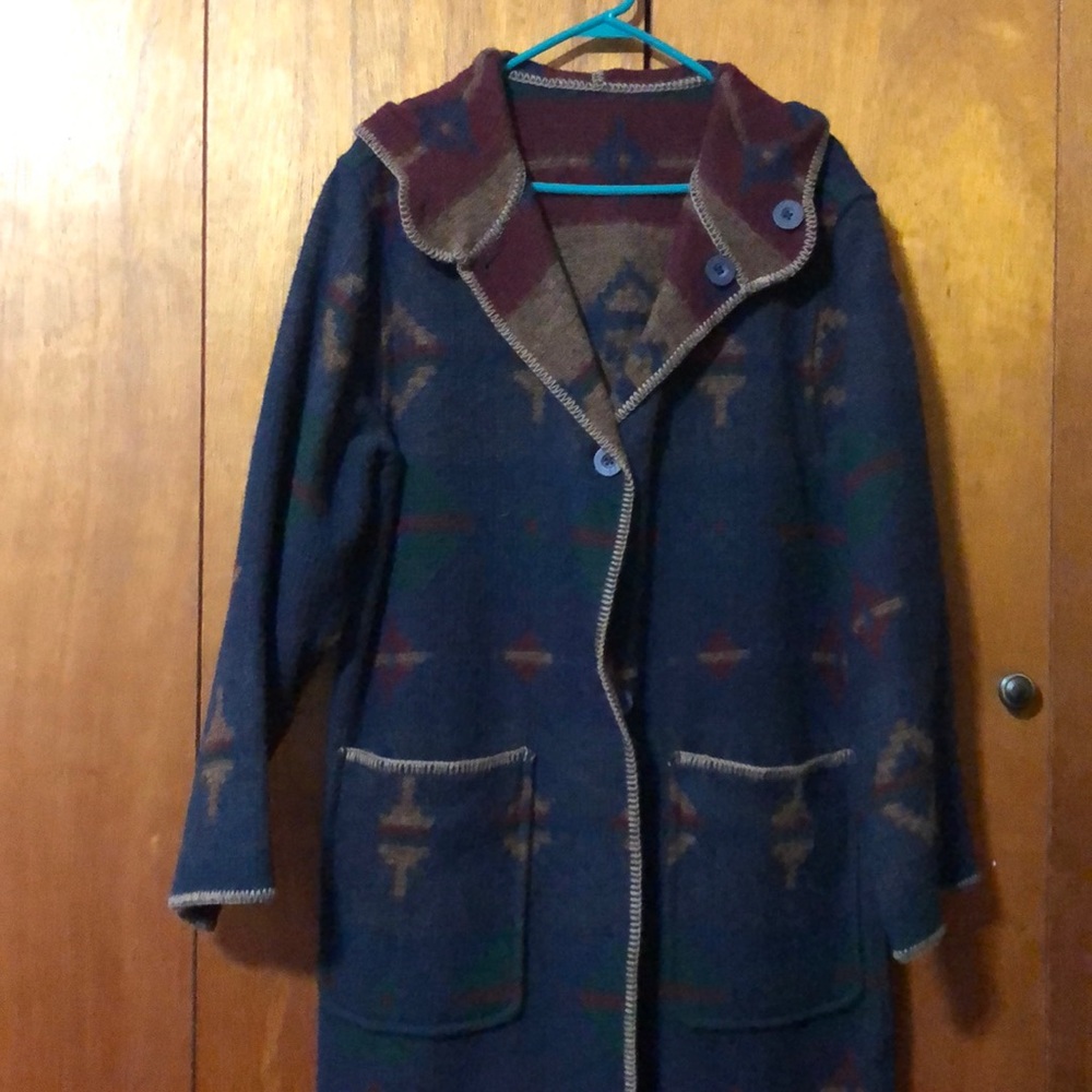 Wool rich full length coat with hood